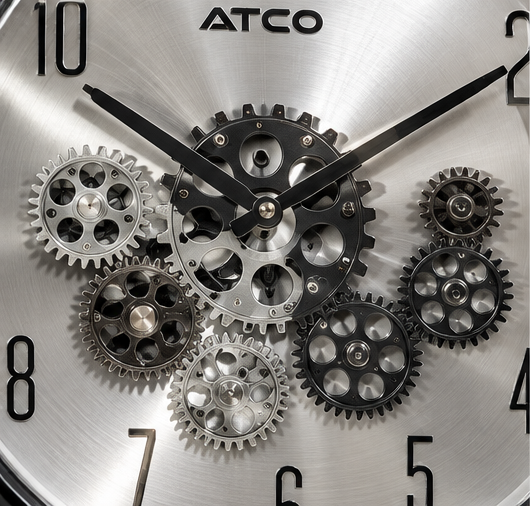 Silver & Black Metallic Dial Gear Wall Clock