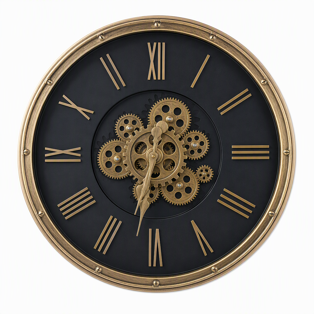 Exposed Gear Industrial Design Wall Clock