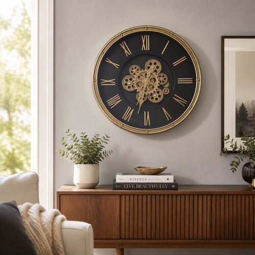 Exposed Gear Industrial Design Wall Clock