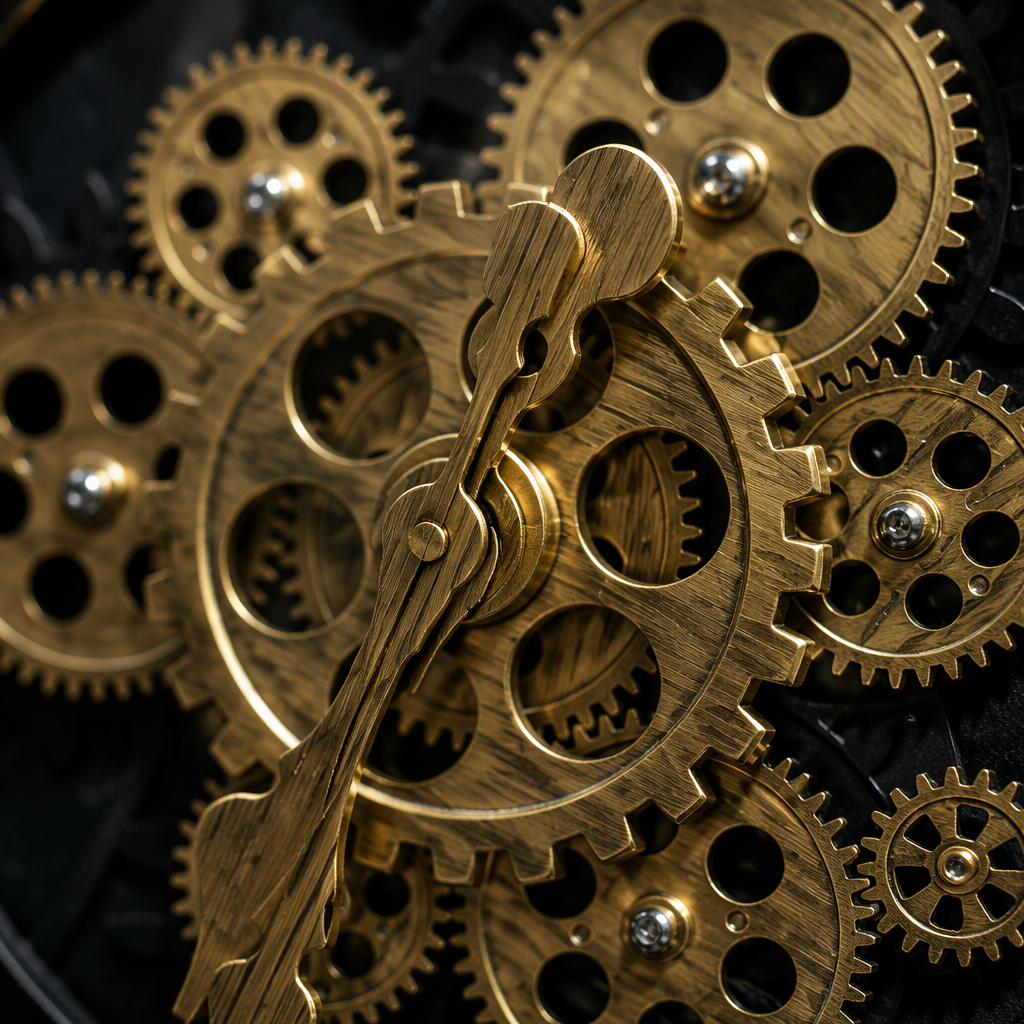 Exposed Gear Industrial Design Wall Clock