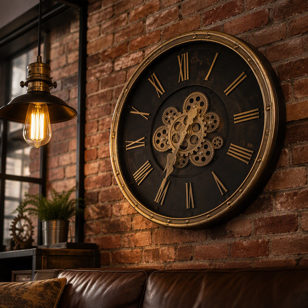 Exposed Gear Industrial Design Wall Clock
