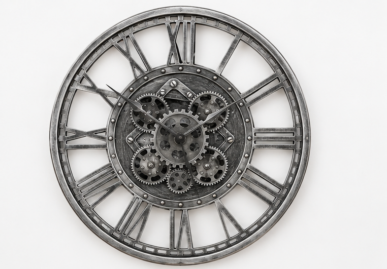 Antique Silver Skeleton Wall Clock