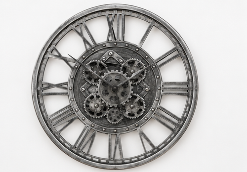 Antique Silver Skeleton Wall Clock
