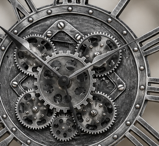 Antique Silver Skeleton Wall Clock