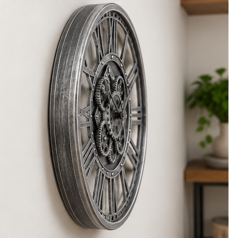 Antique Silver Skeleton Wall Clock
